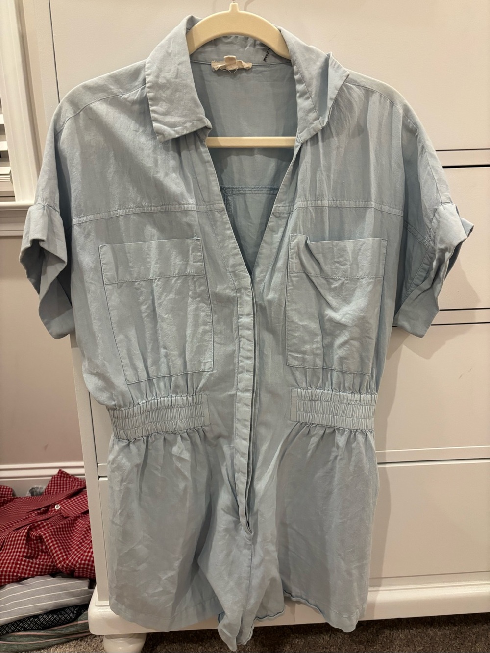 Light Blue Boutique Short Sleeve Romper Dress by Elan